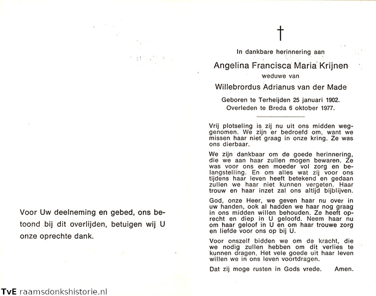 Angelina Francisca Maria Krijnen Willebrordus Adrianus van der Made