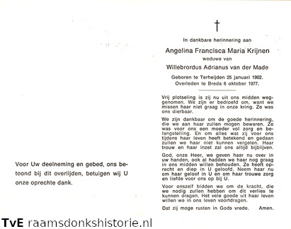 Angelina Francisca Maria Krijnen Willebrordus Adrianus van der Made