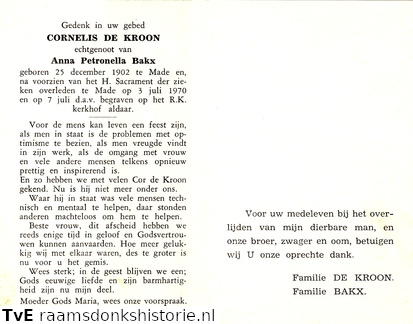 Cornelis de Kroon Anna Petronella Bakx