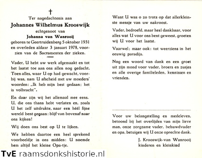 Johannes Wilhelmus Krooswijk- Johanna van Wanrooij