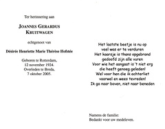 Joannes Gerardus Kruitwagen Désirée Henrëtte Marie Thérèse Hofstée