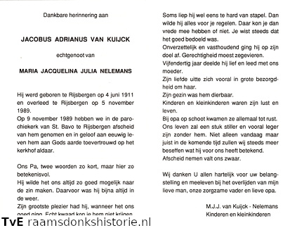 Jacobus Adrianus van Kuijck Maria Jacqelina Julia Nelemans