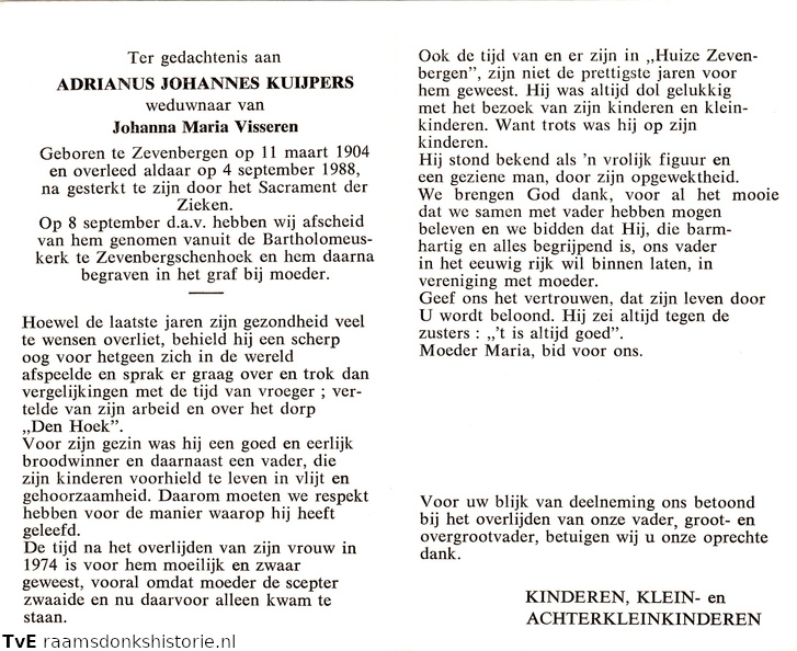 Adrianus Johannes Kuijpers Johanna Maria Visseren