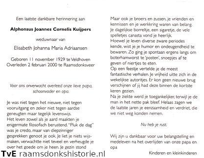 Alphonsus Joannes Cornelis Kuijpers- Elisabeth Johanna Maria Adriaansen