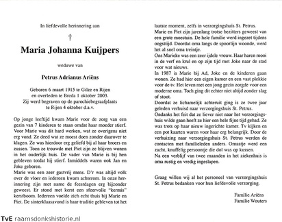 Maria Johanna Kuijpers- Petrus Adrianus Ariëns