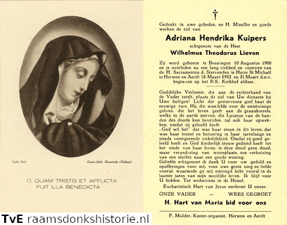 Adriana Hendrika Kuipers- Wilhelmus Theodorus Lieven