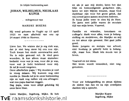 Johan Wilhelmus Nicolaas Kuper- Marijke Bekers