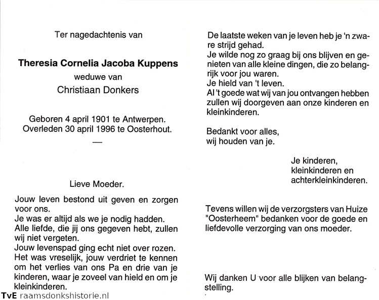 Theresia Cornelia Jacoba Kuppens- Christiaan Donkers