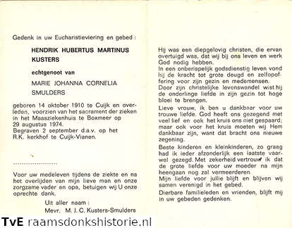 Hendrik Hubertus Martinus Kusters- Maria Johanna Cornelia Smulders