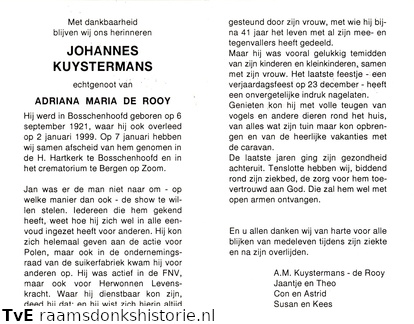 Johannes Kuystermans- Adriana Maria de Rooy