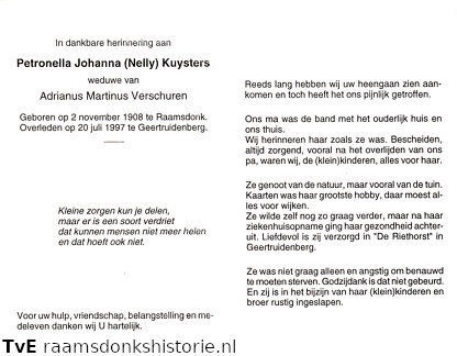 Petronella Johanna Kuysters- Adrianus Marinus Verschuren