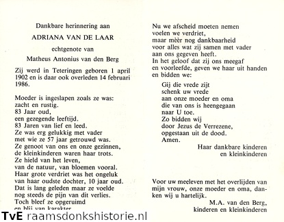 Adriana van de Laar Matheus Antonius van den Berg
