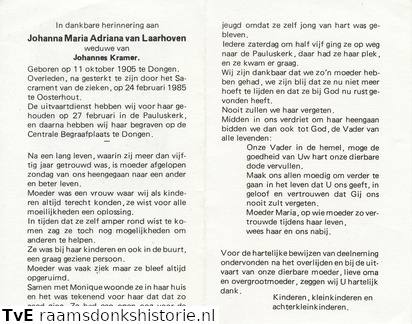 Johanna Maria Adriana van Laarhoven Johannes Kramer