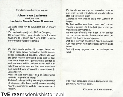Johanna van Laarhoven Lambertus Cornelis Paulus Akkermans