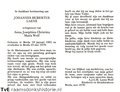 Johannes Hubertus Laene Anna Josephina Christina Maria Wolf