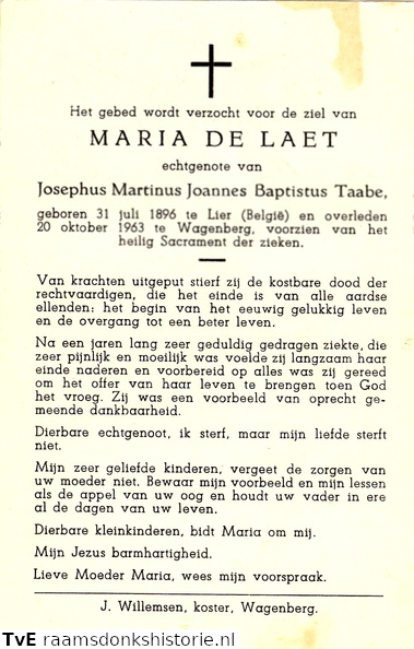 Maria de Laet Josephus Martinus Joannes Baptist Taabe
