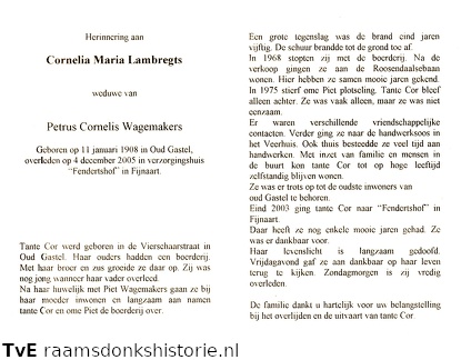 Cornelia Maria Lambregts Petrus Cornelis Wagemakers