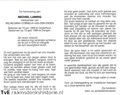 Michiel Laming Wilhelmina Cornelia van den Enden