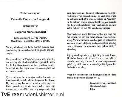 Cornelis Everardus Langerak Catharina Maria Haanskorf