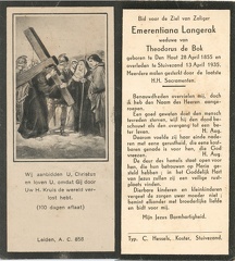 Emerentiana Langerak Theodorus de Bok