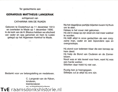 Gerardus Mattheus Langerak Catharina van de Rijken