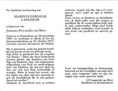 Marinus Cornelis Langerak Johanna Petronella van Meer