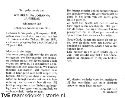 Wilhelmina Johanna Langerak Johannes Antonius van Gils