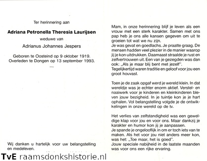 Adriana Petronella Theresia Laurijsen Adrianus Johannes Jespers