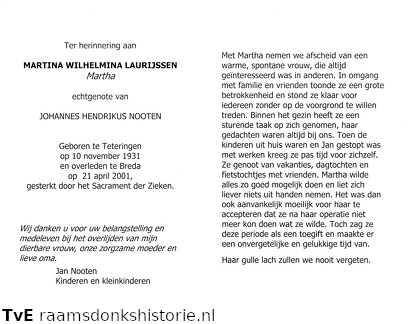 Martina Wilhelmina Laurijssen Johannes Hendrikus Nooten