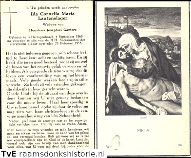 Ida Cornelia Maria Lautenslager Henricus Josephus Gamers