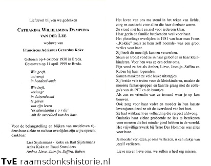 Catharina Wilhelmina Dymphna van der Lee Franciscus Adrianus Gerardus Kokx