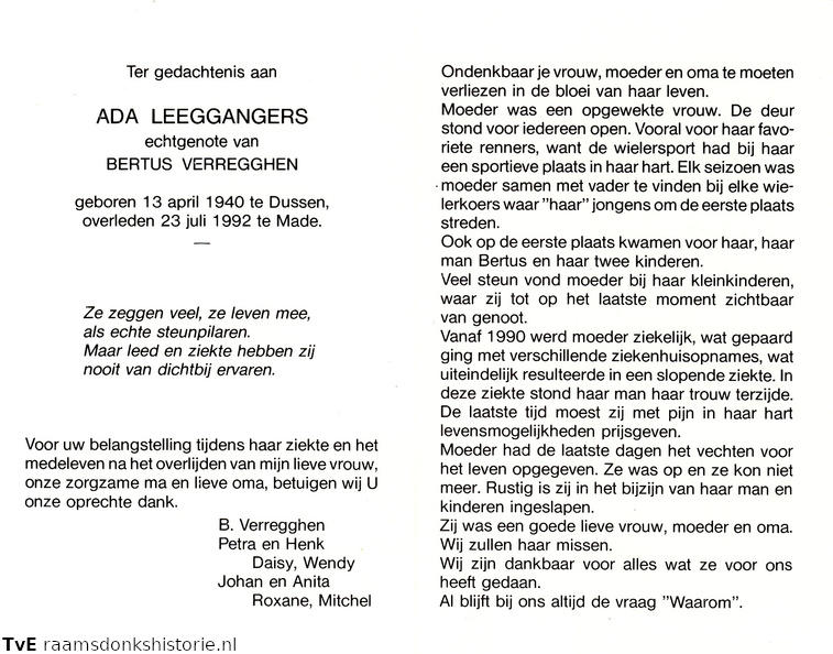 Ada Leeggangers Bertus Verregghen