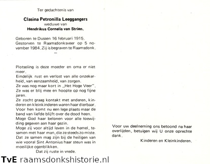 Clasina Petronilla Leeggangers Hendrikus Cornelis van Strien