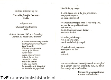 Cornelis Joseph Leeman Johanna Maria Kwarten