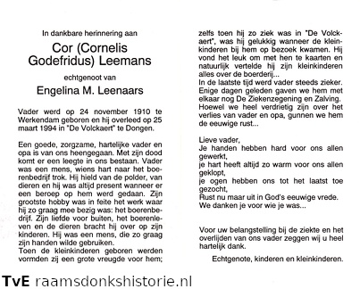 Cornelis Godefridus Leemans Engelina M. Lenaars