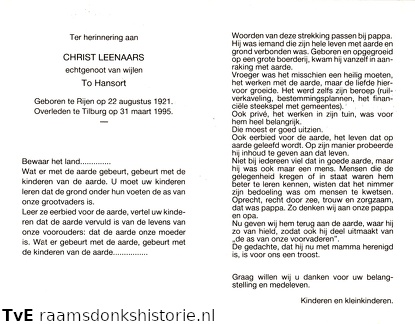 Christ Leenaars To Hansort