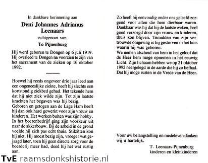 Deni Johannes Adrianus Leenaars To Pijnenburg