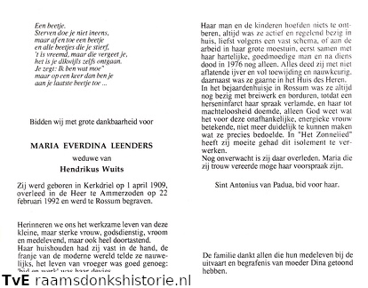 Maria Everdina Leenders Hendrikus Wuits