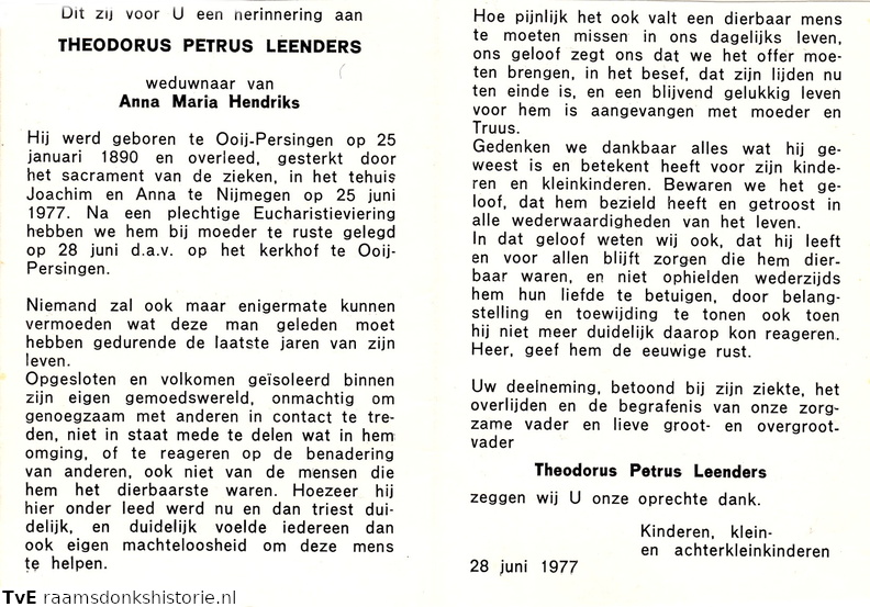 Theodorus Petrus Leenders Anna Maria Hendriks