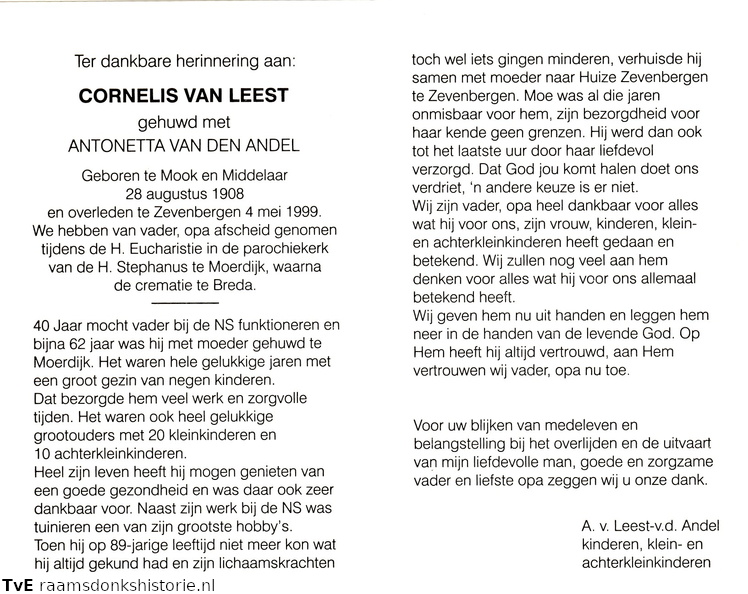 Cornelis van Leest Antonetta van den Andel