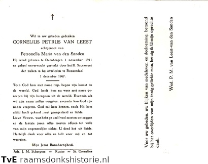 Cornelius Petrus van Leest Petronella Maria van den Sanden