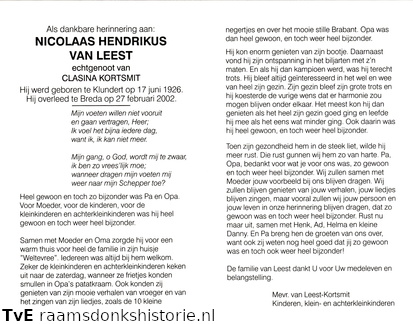 Nicolaas Hendrikus van Leest Clasina Kortsmit