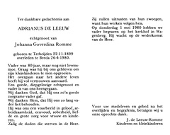 Adrianus de Leeuw Johanna Goverdina Romme