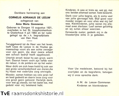 Cornelis Adrianus de Leeuw Anna Maria Gommeren