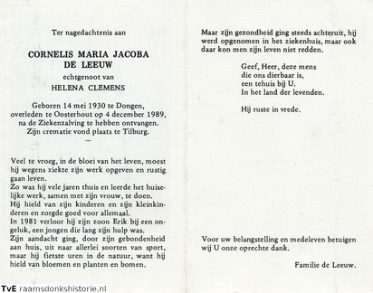 Cornelis Maria Jacoba de Leeuw-Helena Clemens