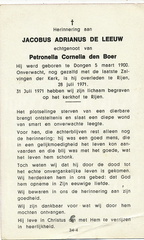Jacobus Adrianus Leeuw de Petronella Cornelia den Boer