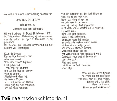 Jacobus de Leeuw Johanna van den Wijngaard