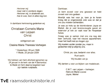 Christiaan Cornelis Marie van Leijsen Clasina Maria Theresia Verheijen