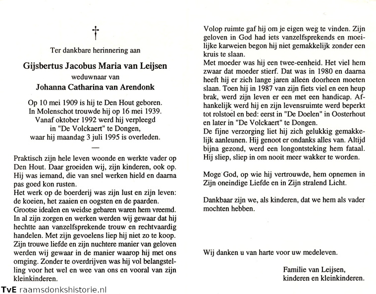 Gijsbertus Jacobus Maria van Leijsen Johanna Catharina van Arendonk