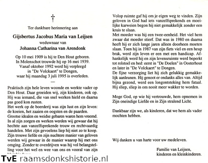 Gijsbertus Jacobus Maria van Leijsen Johanna Catharina van Arendonk